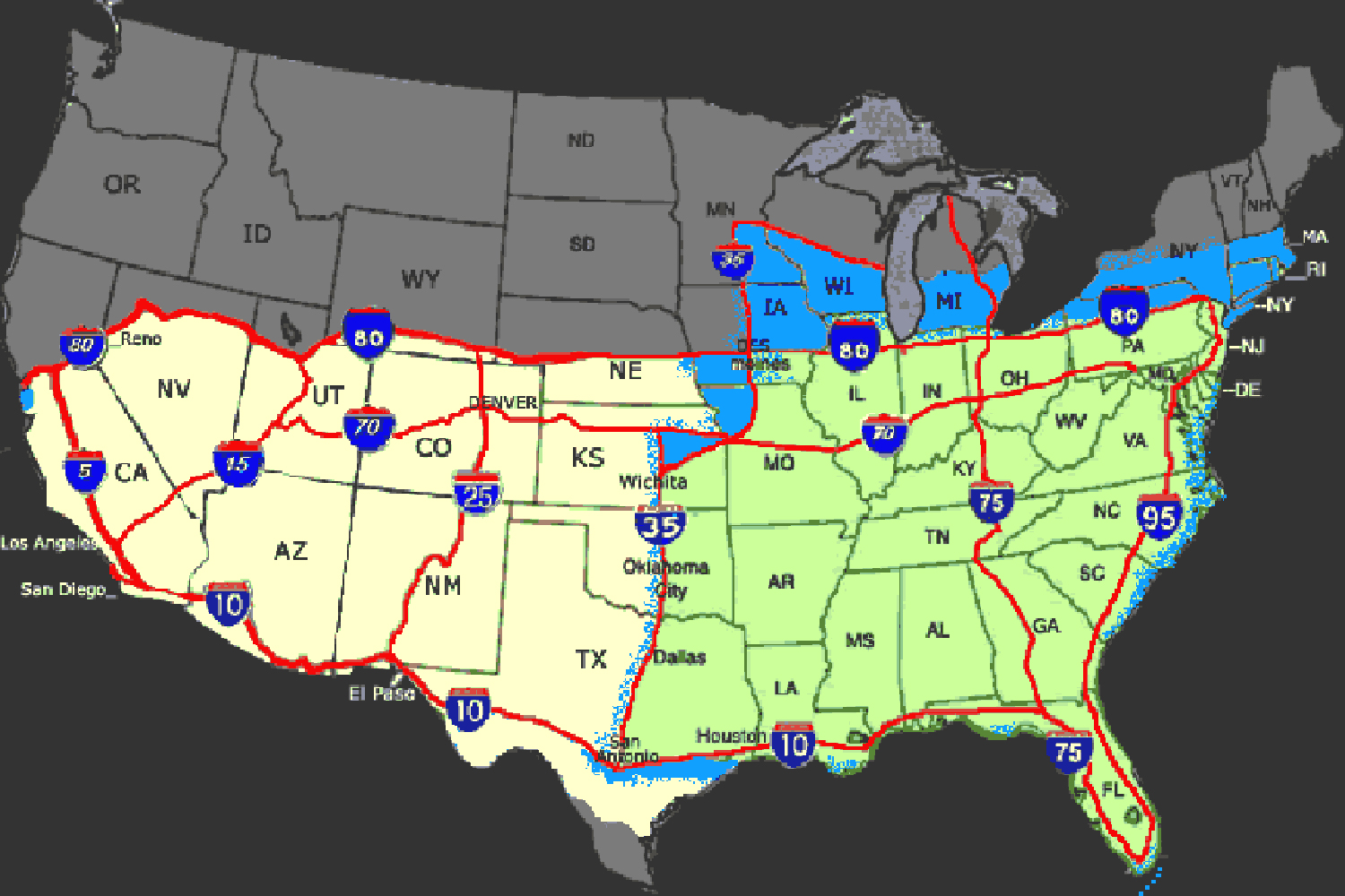 motorcycle shipping map